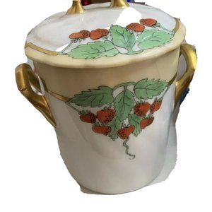 Victoria Austria Condensed Milk Container & Lid Strawberries Flea Bites UnderLid